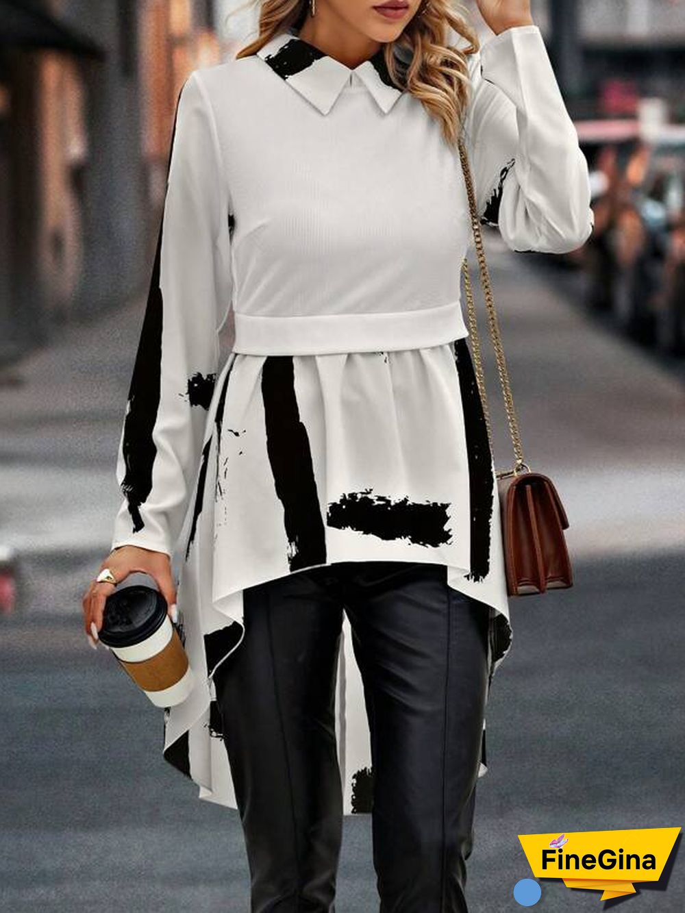 Classy Print Long Sleeve Top