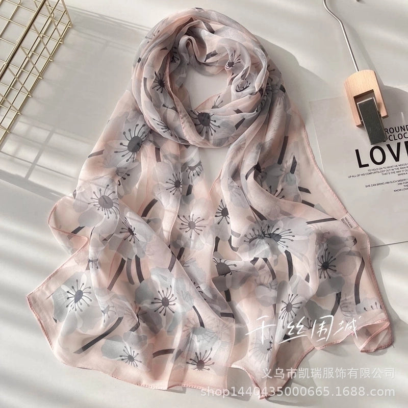 Women’s Sweet Flower Georgette Silk Scarves