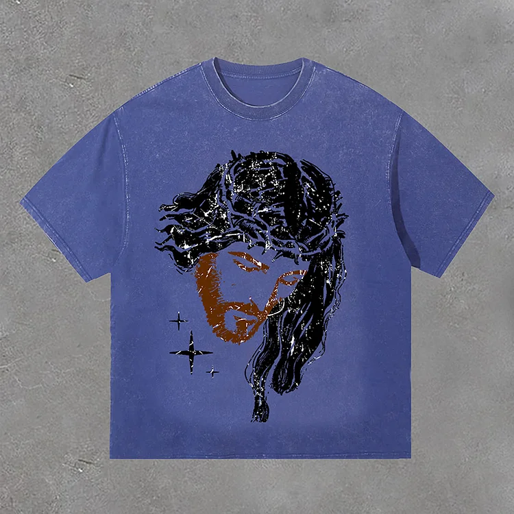 Stylish Vintage Jesus, Faith Over Fear Acid Washed Short Sleeve T-Shirt