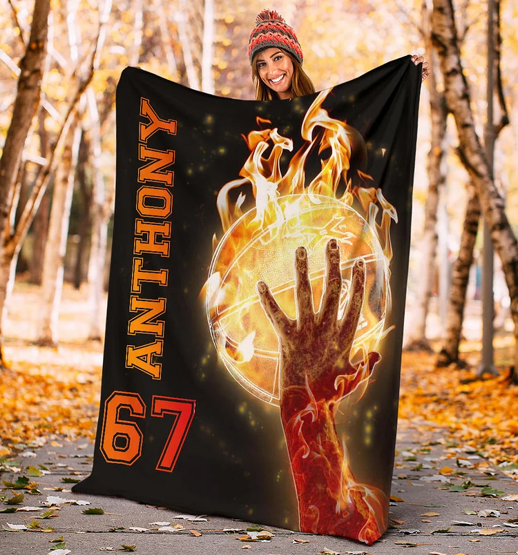 Personalized Basketball Blanket, Basketball Boy Sherpa Fleece Blanket | BKKid691