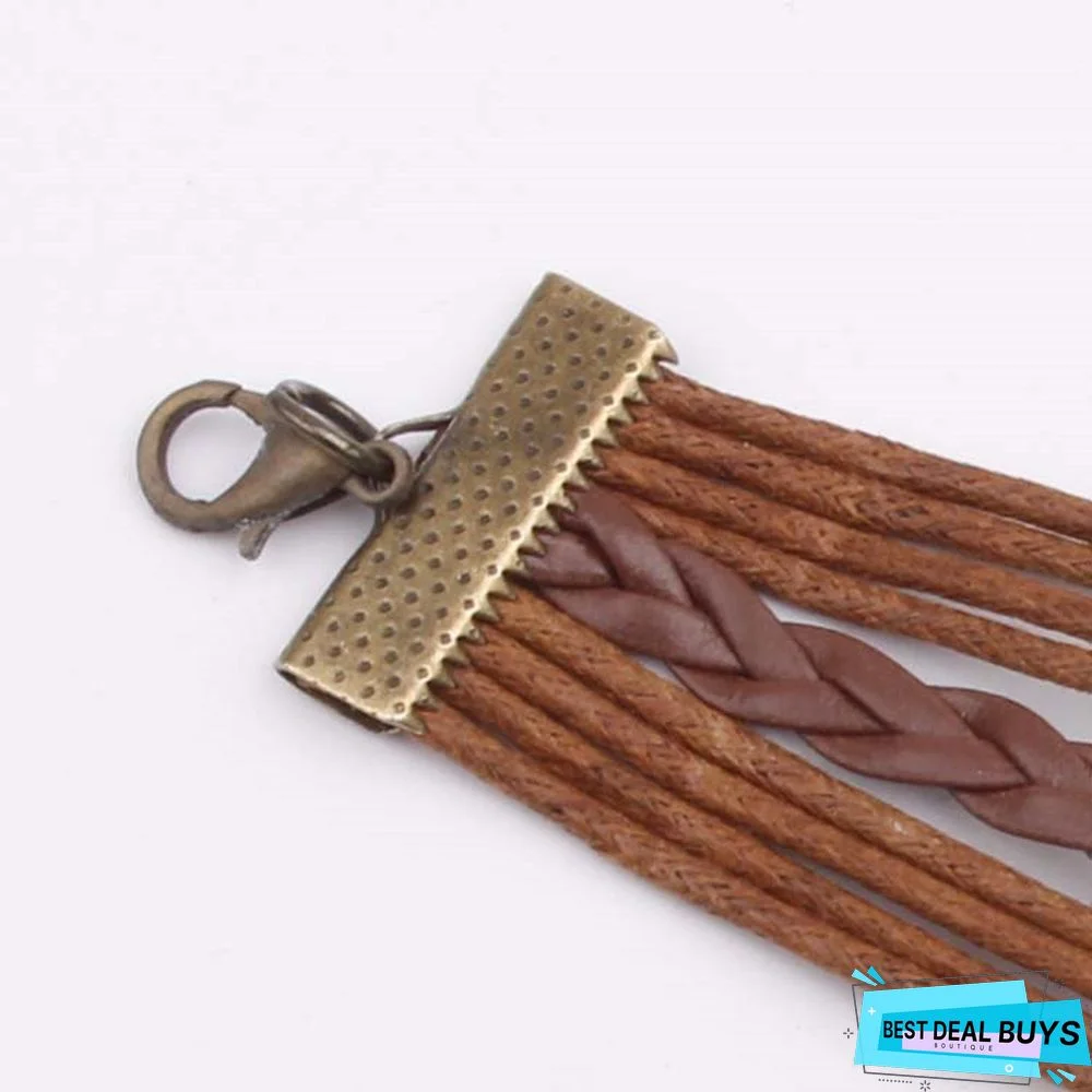 Women Bronze Vintage Leather Rope Bracelet