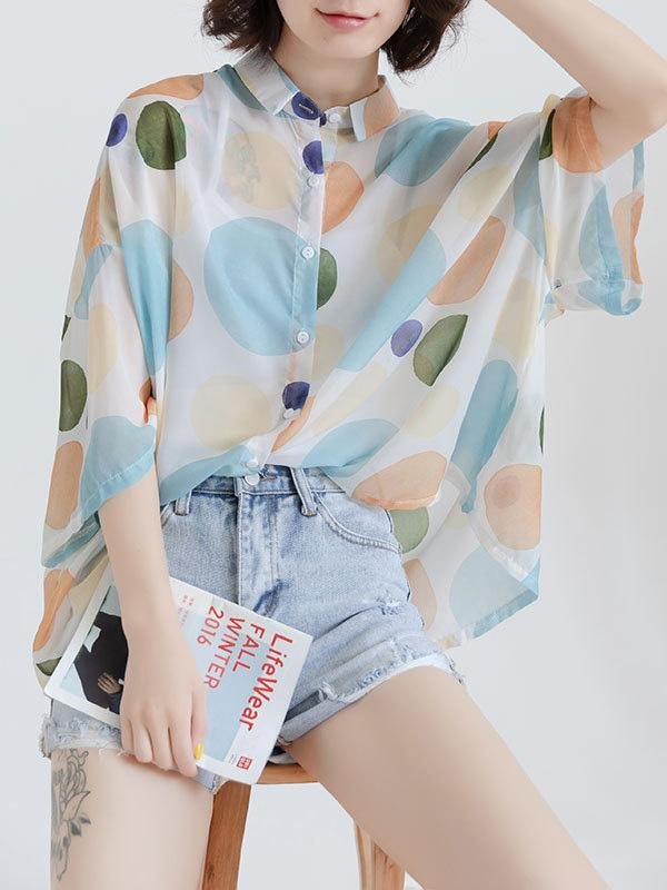 Loose Colored Polka-Dot Shirt