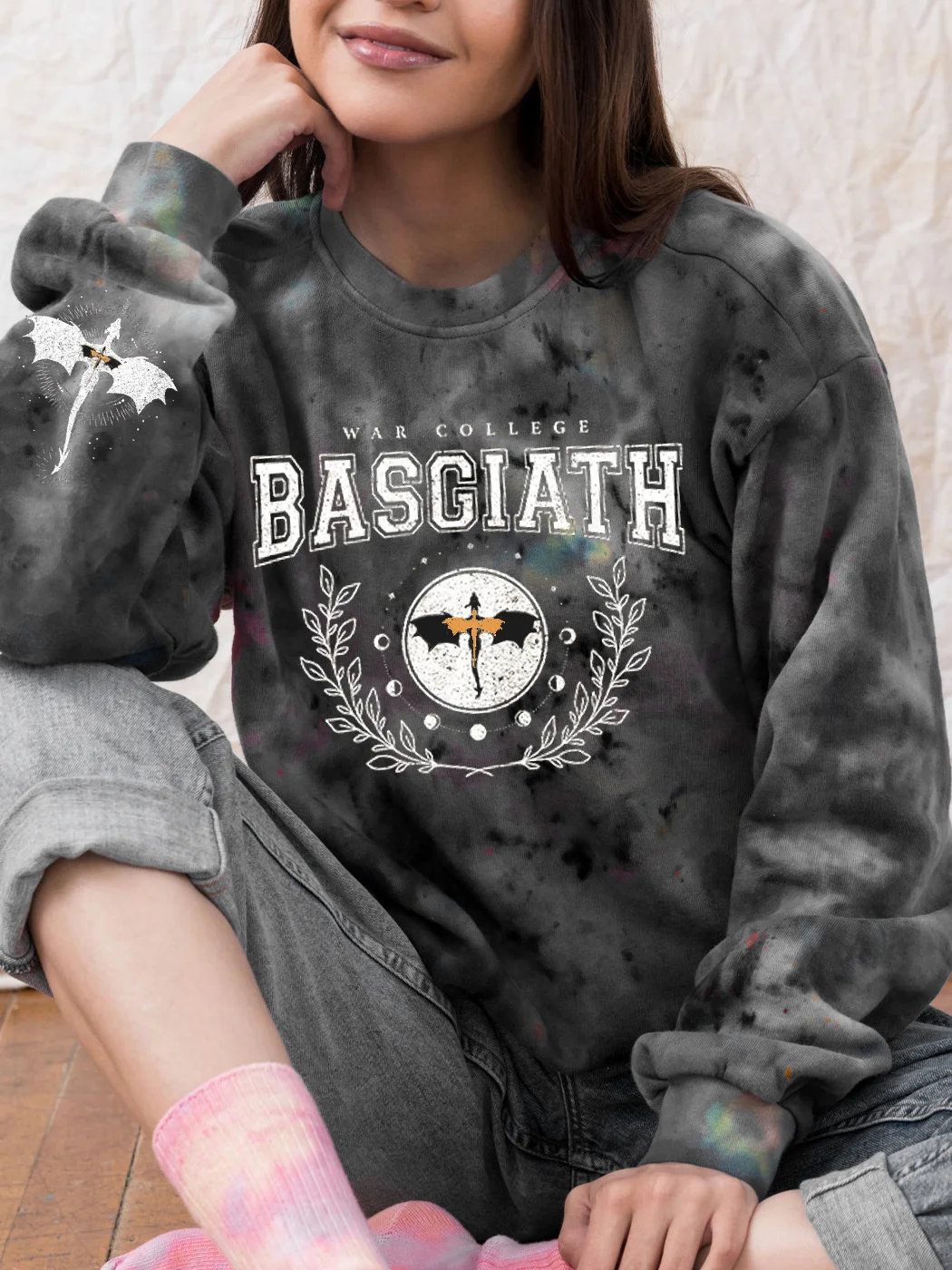 Vintage Tie Dye Basgiath Print Sweatshirt