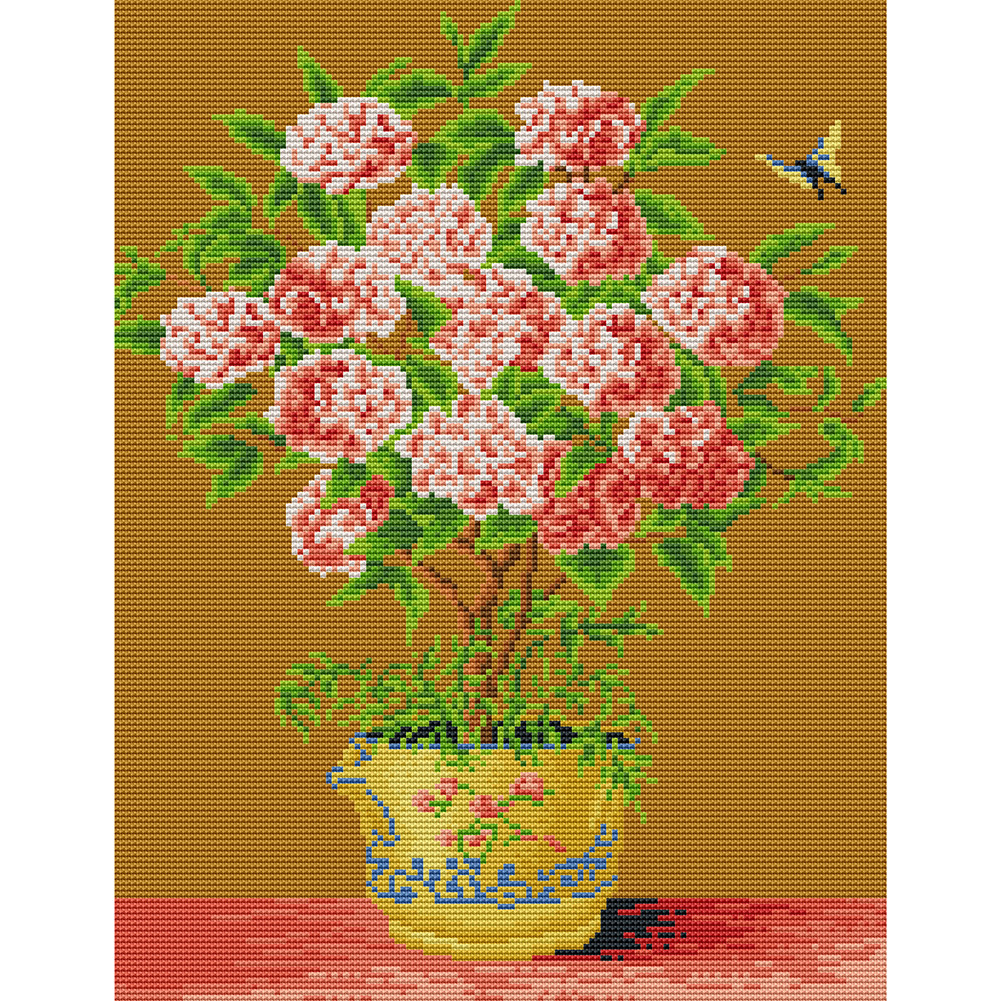 

Table Flowers - 11CT Stamped Cross Stitch - 45*35CM, 501 Original