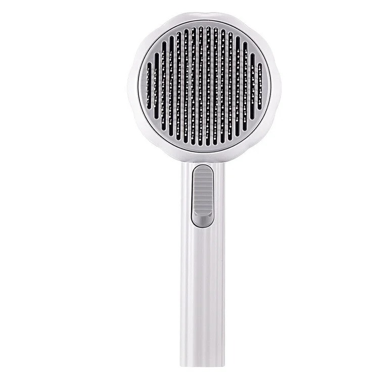 Brush buddy self-cleaning pet hairbrush.