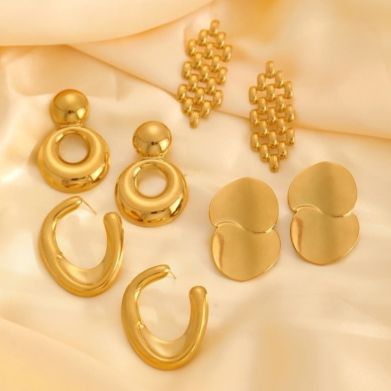 1 Pair Casual Minimalist Streetwear Geometric Plating 304 Stainless Steel Drop Earrings