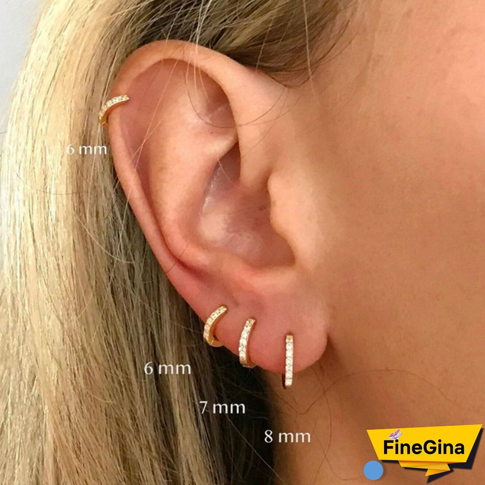 1Pc Small Hoop Earrings , Gold CZ Hoop Earrings,Huggie Hoop Earrings,Cartilage Earrings,Minimalist Earrings