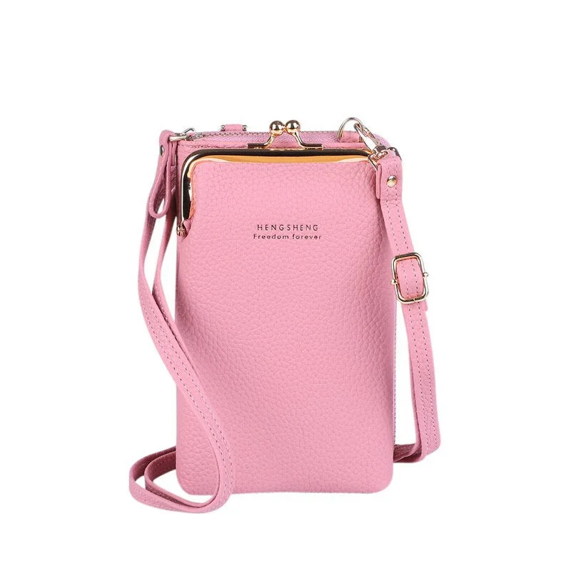 Brand Crossbody Bags Touch Screen Cell Phone Purse Bag Smartphone Wallet Metal Leather Shoulder Strap Handbag Women Bag