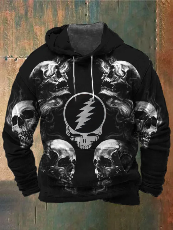 Unisex Skull Print Heavyweight Hoodies