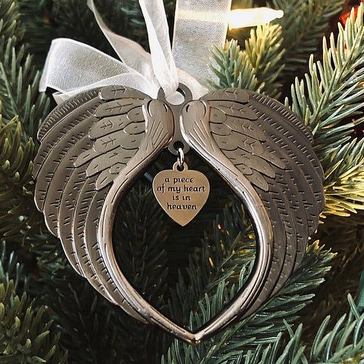 Personalized Inscription Angel Wings Ornament A Piece of My Heart is in Heaven