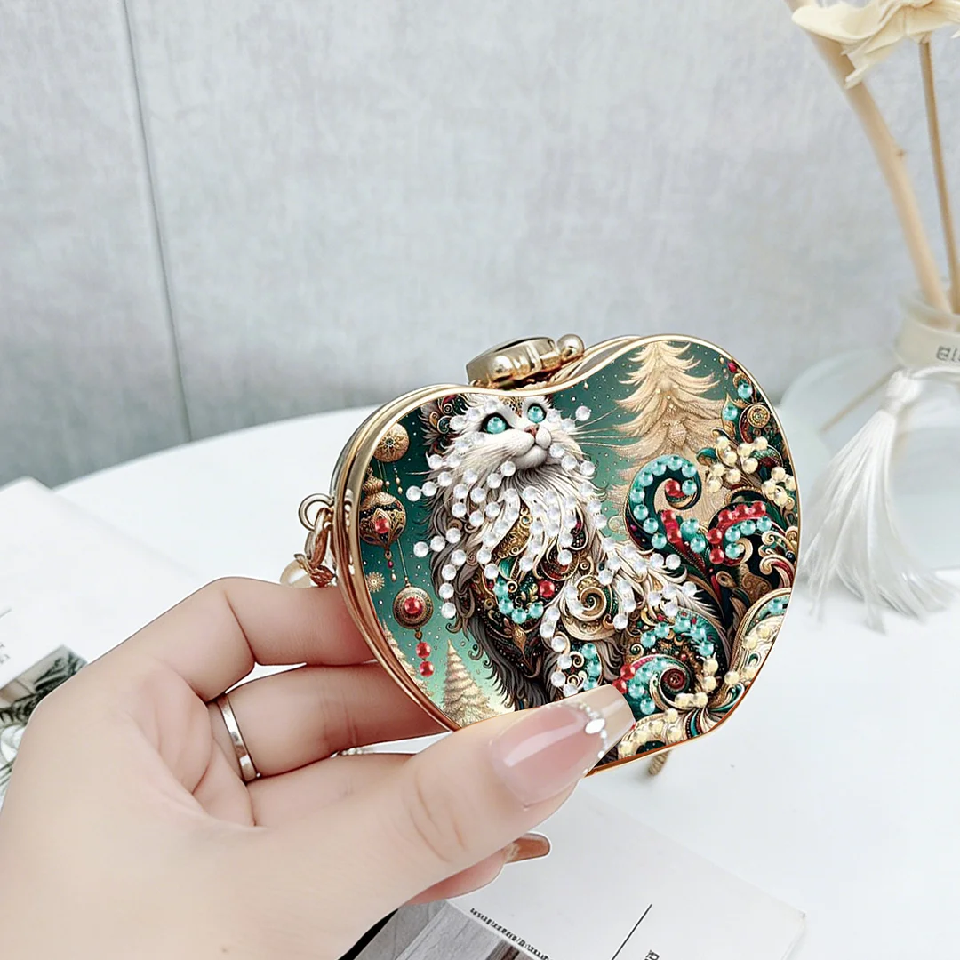 Cats D DIY Acrylic Love Diamond Art Painting Card Case Wallet with Chain Small Diamond Painting Crossbody Bag for Adults Women Girls Gift