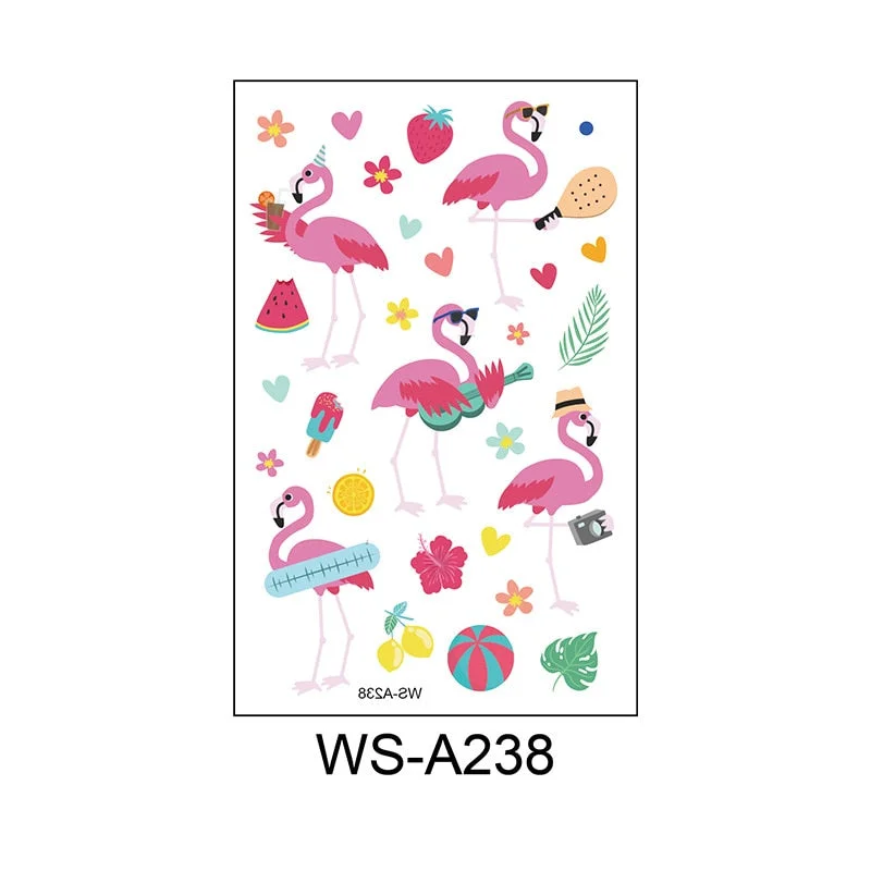 10 Kinds Flamingo Tattoos Disposable Temporary Realistic Pink Birds Flowers Beautiful Body Makeup Stickers Waterproof