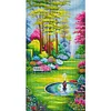 (US Only)Secret Garden Printed Cross Stitch Kit 50x90cm DIY 11CT Thread Art Needlework
