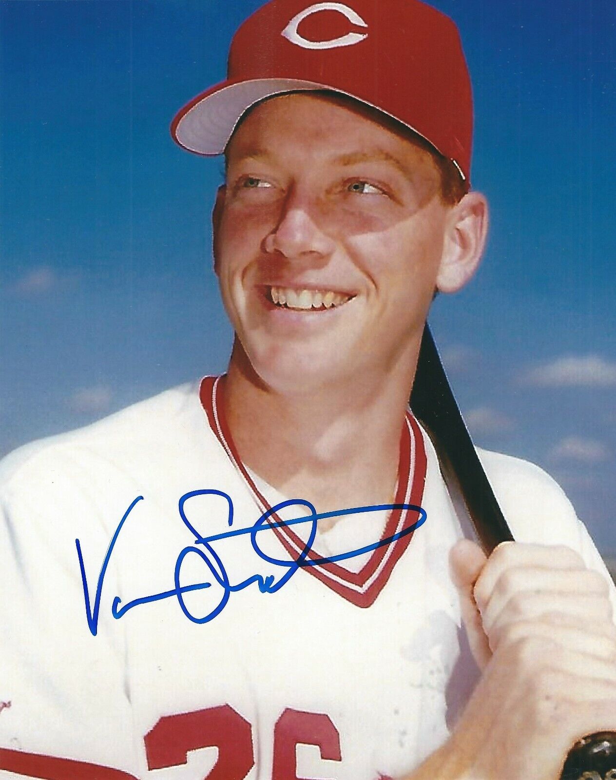 Autographed 8X10 VAN SNIDER Cincinnati Reds Photo Poster painting - COA