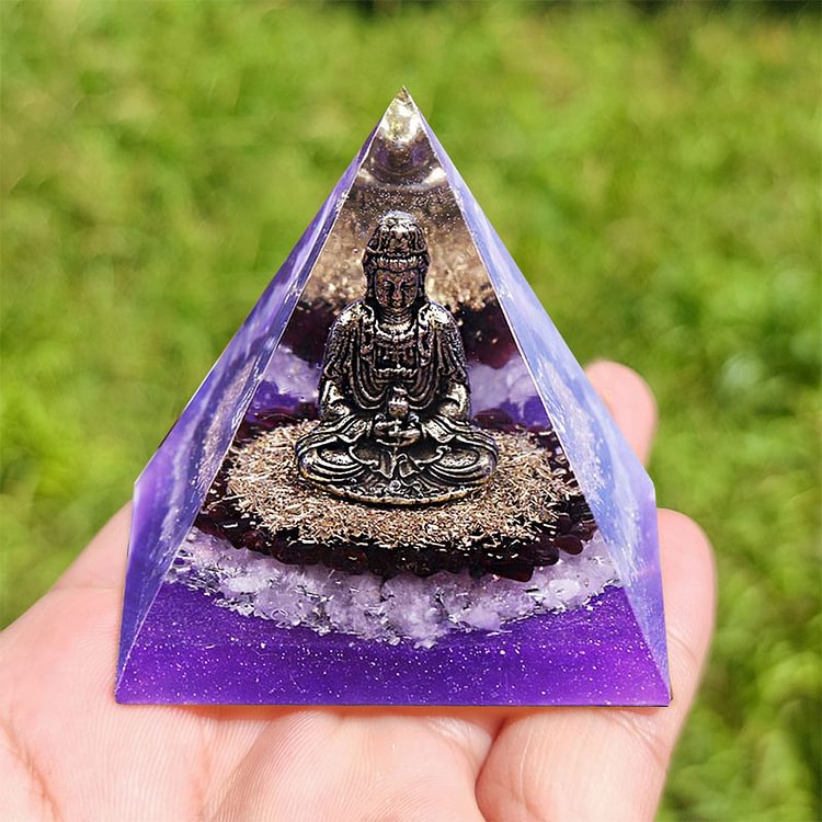 Garnet with Clear Crystal Orgone Pyramid