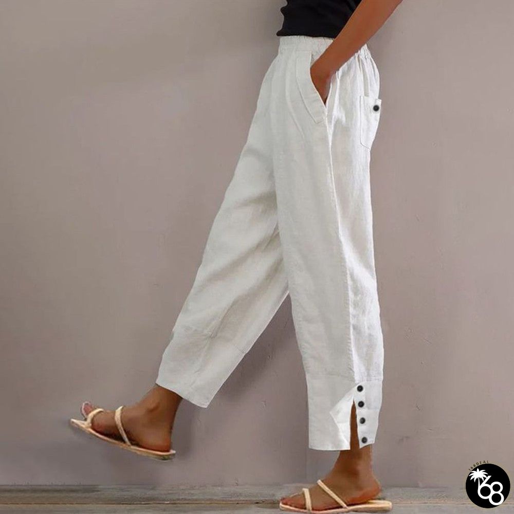 Distinctive Plain White Pants | 168DEAL