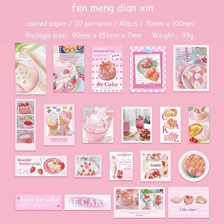 Journalsay 40 Sheets Literary Cake Theme Material Decor Sticker