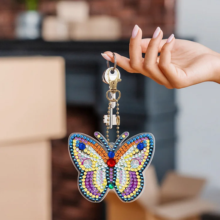 5pcs Diamond Painting Keyring DIY Butterfly Keychain Bag Pendant (YSK101)
