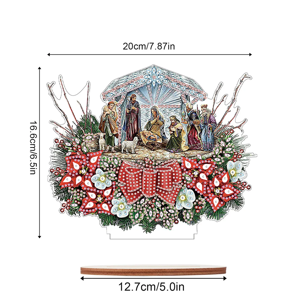 DIY Christmas Wooden Single Sided Diamonds Painting Desktop Decorations for Adults Beginner