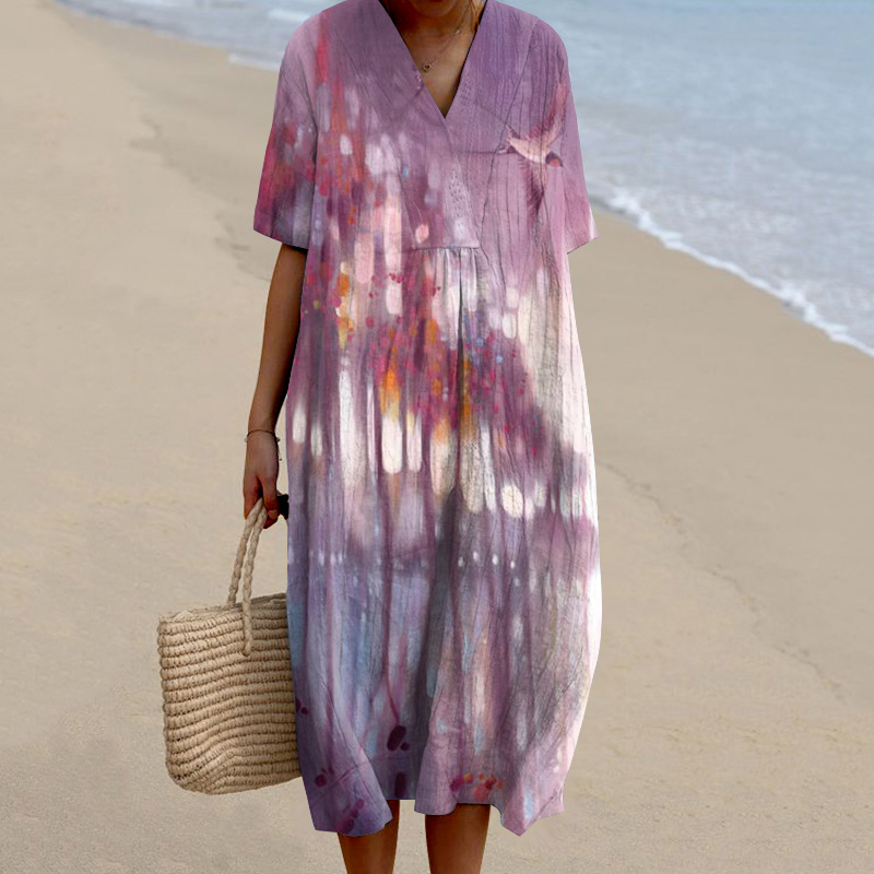 Forest Color Print Women'S Dress artswardrobe