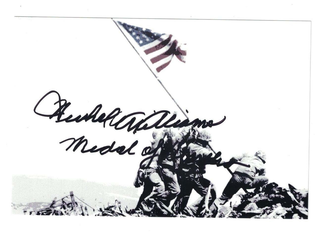 Hershel Williams Signed Autographed 4x6 Photo Poster painting US Marine WWII Medal Of Honor