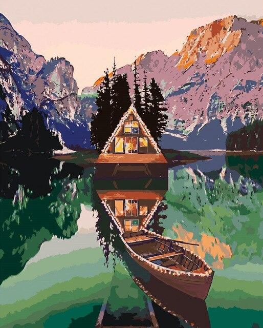 

Pragser Wildsee Lake in Night – Paint By Numbers - 40*50CM, 501 Original