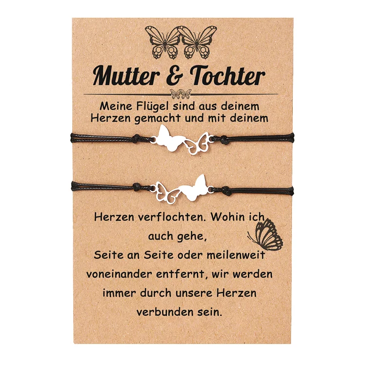 Kettenmachen Schmetterling Armbänder Set-Mutter & Tochter Herzen verbunden-Geschenk mit Nachrichtenkarte