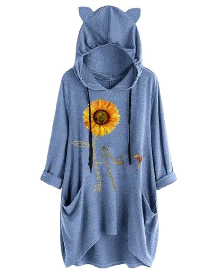 Long Sleeve Printed Shirts & Tops Hoodie