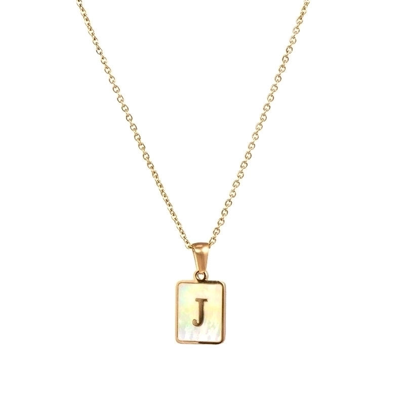 Vintage Style Letter Square 304 Stainless Steel Shell 18K Gold Plated Plating Inlay Pendant Necklace