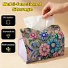 Flower Gem DIY PU Diamond Painting Tissue Box Kit Desktop Tissue Holder with Rhinestone Diamond Desk Decorative Tissue Box for Adults Desktop Storage Organizer