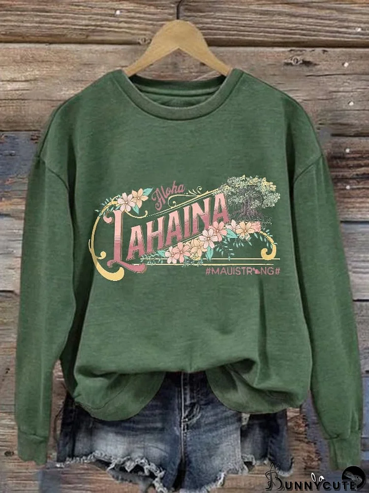 Retro Aloha Lahaina Maui Strong Print Sweatshirt