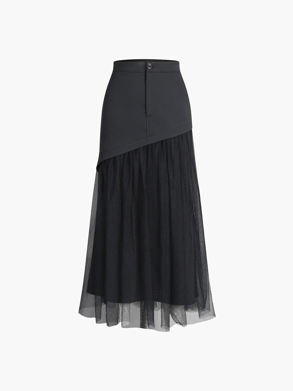 Llyge Patchwork Button Mesh Midi Skirt llyge