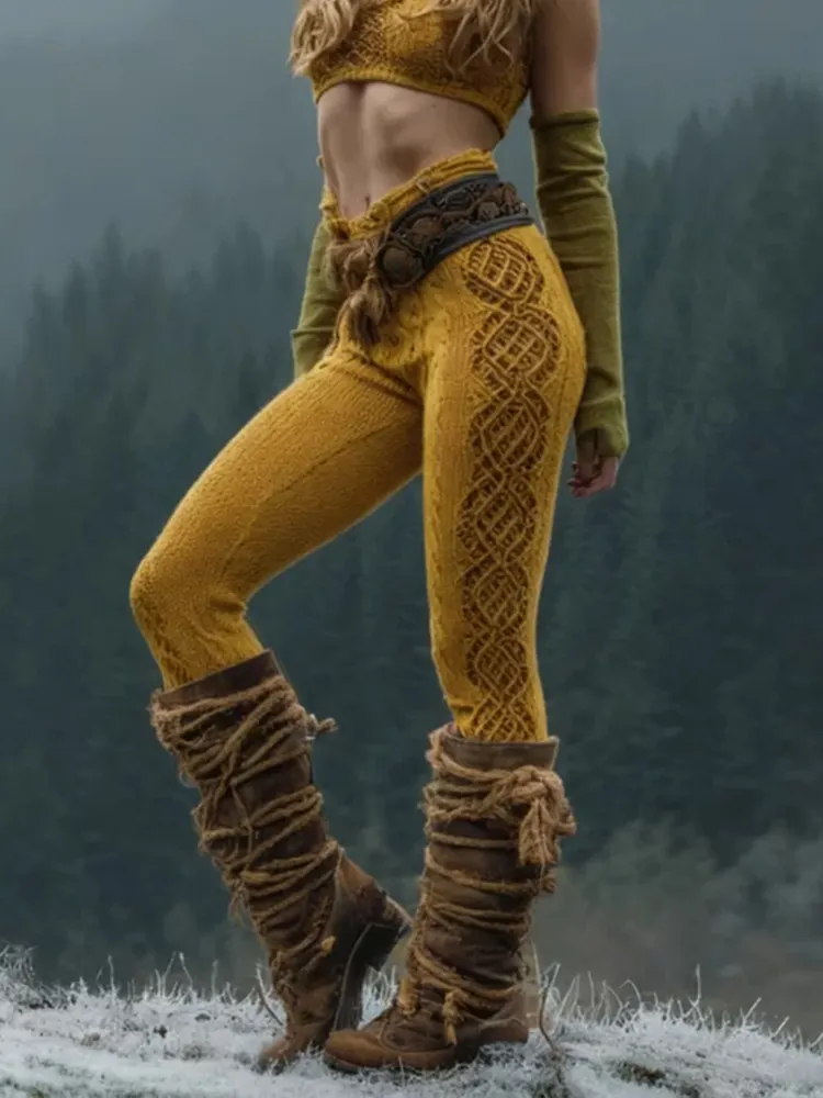 Viking Style Celtic Knot Embroidered Leggings
