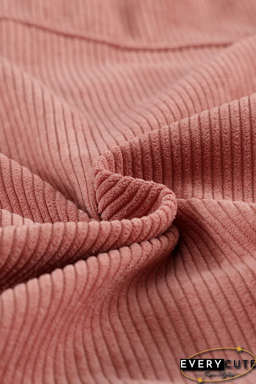 Pink Ribbed Corduroy Long Sleeve Jacket with Pocket