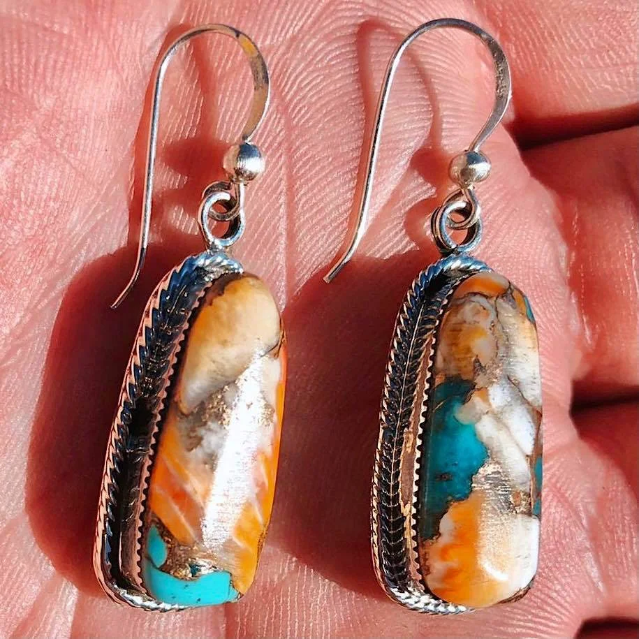 Bohemia Ethnic Stone Statement Dangle Earrings Women Wedding Party Jewelry Geometric Stone Hook Earring Charms Accessories