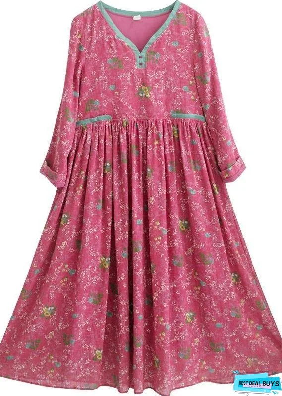 Style Patchwork Spring quilting dresses Red Print Dress