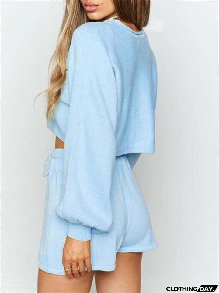 Women's Cozy Leisure Round Neck Two-Piece Set