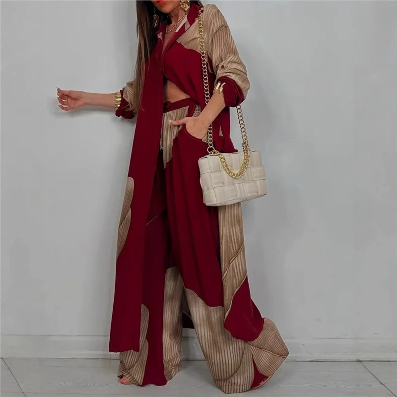 Athvotar Athvotar Spring And Autumn New Women's Fashion Casual Color Loose Shirt Trousers Two Sets