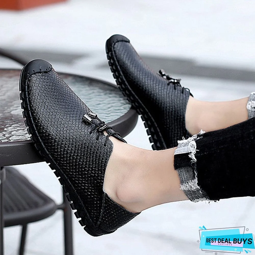 Men's Spring / Summer Casual Daily Oxfords Walking Shoes Cowhide Wear Proof Black / Blue / Brown