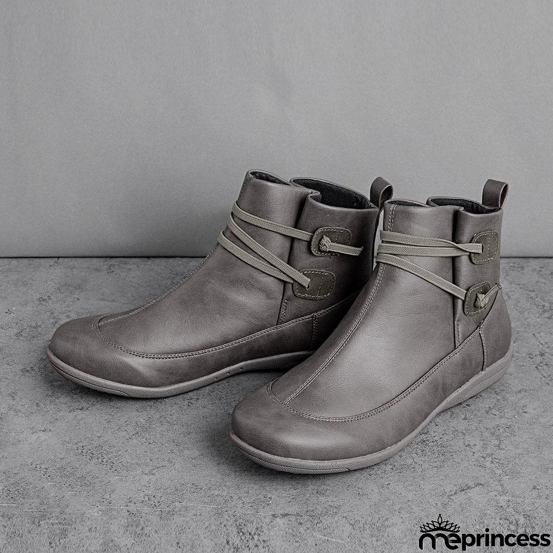 Women's Braided Strap Flat Heel All Season Boots