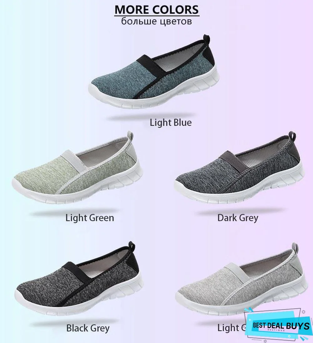Women Slip On Loafers Plus Size Breathable Mesh Ballet Sneakers Flat Shoes