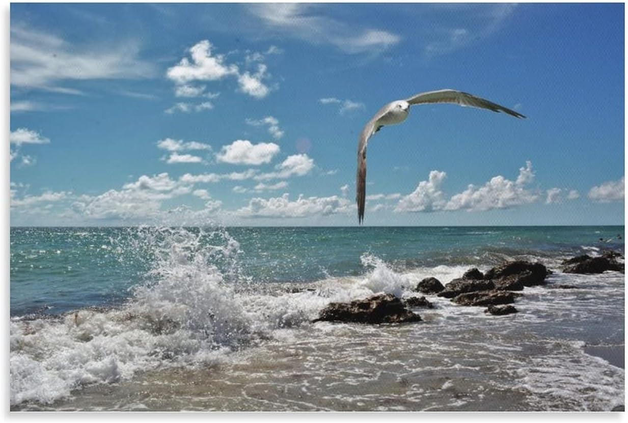 Birds over The Beach Poster Decorative Painting Canvas Wall Art Living Room Posters Bedroom Painting,Canvas Art Poster And Wall Art Picture Print Modern Family Bedroom Decor Posters 08x12inch(20x30cm 08x12inch(20x30cm)