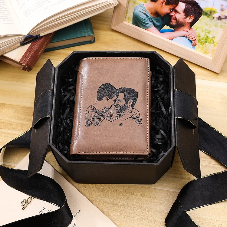 Kettenmachen Personalisierte Foto Brieftasche Leder Geldbörse für Männer Große Kapazität