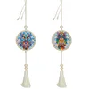 2Pcs Wooden Double Sided Diamond Art Hanging Tassel Suncatcher Pendant Kits