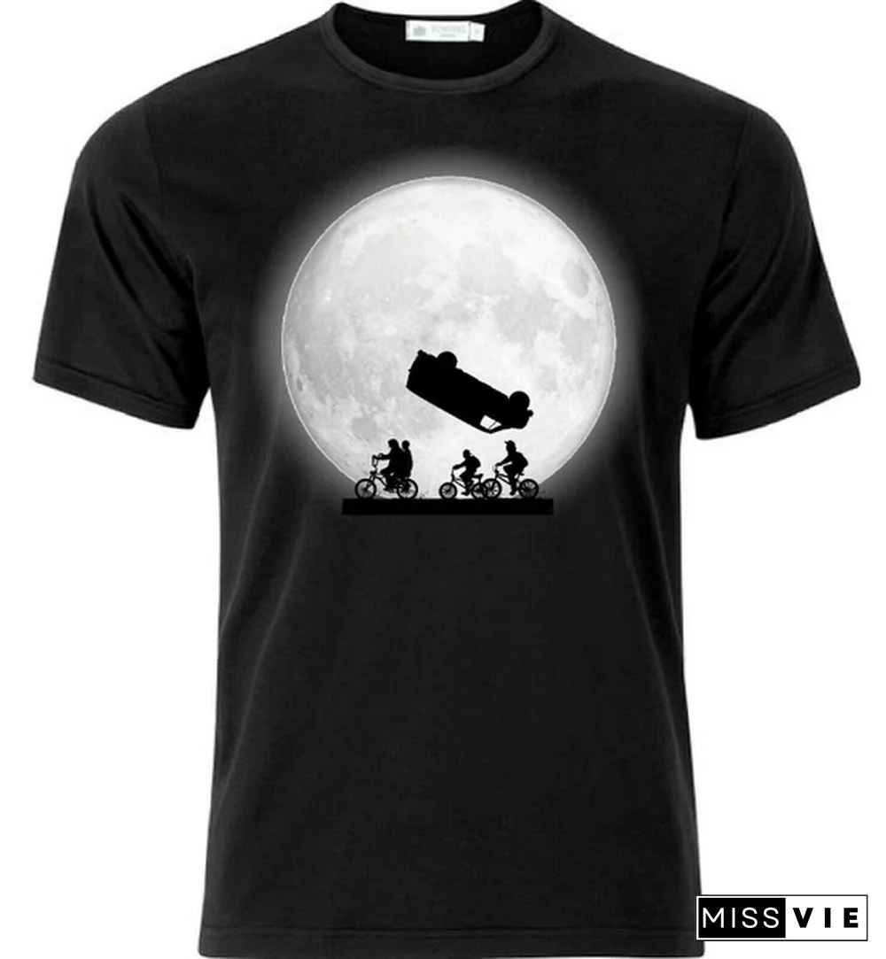 Stranger Things Themed Full Moon Halloween T Shirt Black