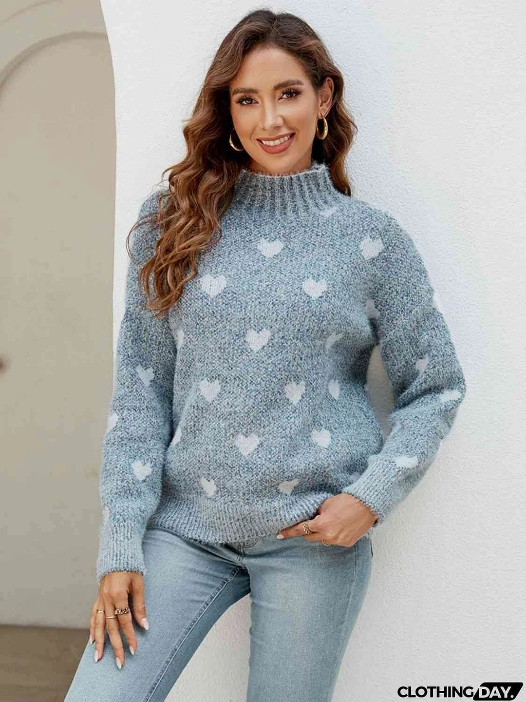 Heart Mock Neck Sweater