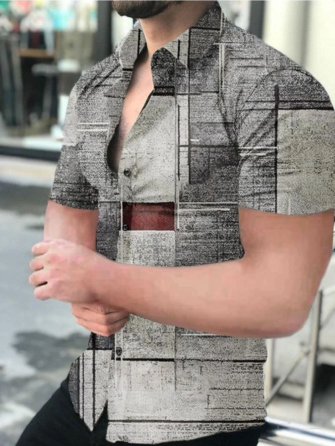 Men's Casual Printed Short-Sleeved Shirt10
