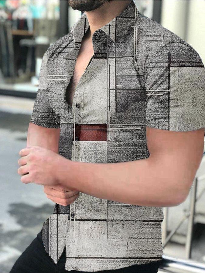 Men's Casual Printed Short-Sleeved Shirt10