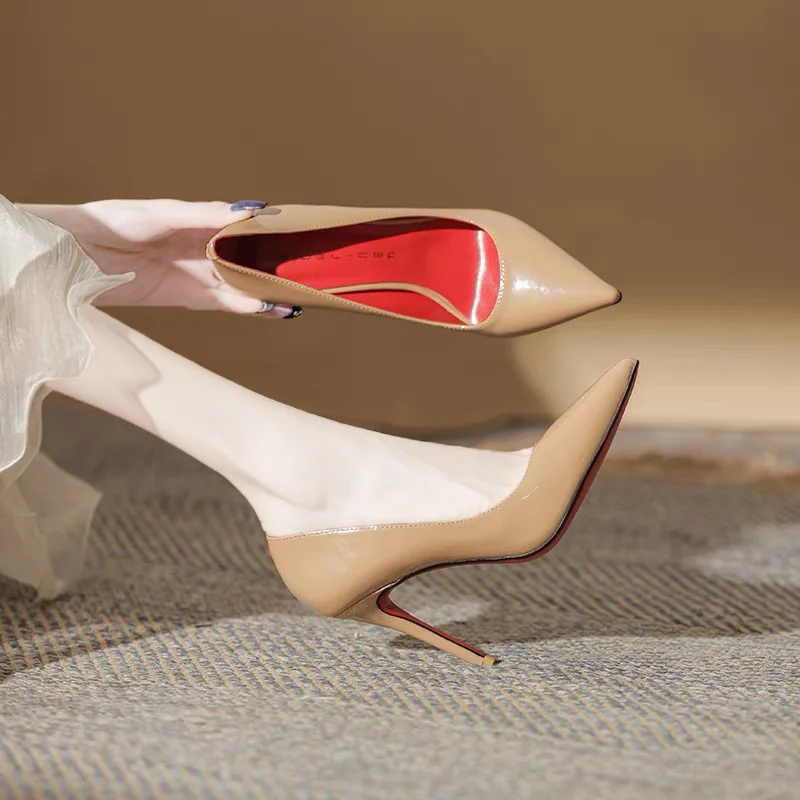 Breakj Breakj High-Heeled Shoes Black High-Grade Nude New Autumn Temperament Niche Design Patent Leather Single Shoes Fine High Heels Women