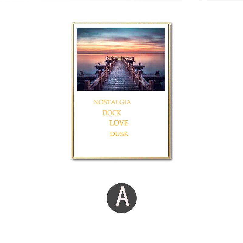 Blue Sea And Sky Cactus Coco Nut Tree Landscape Seaside Sunset Bridge Scenery Canvas Painting Beach Art Poster Living Room Decor